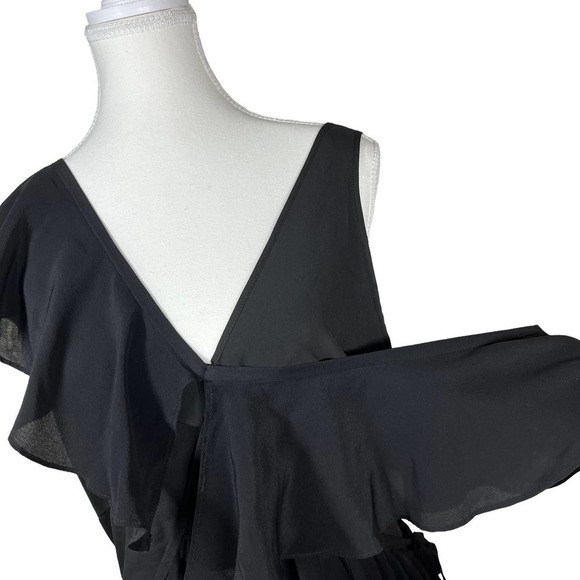 Opening Ceremony Mini Dress 100% Silk Draped Waist Black Ruffle 4 - Picture 6 of 10